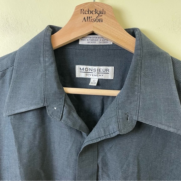 Givenchy Monsieur Blue/Gray Button Up Designer Shirt SZ 17 34/35 - Picture 5 of 9